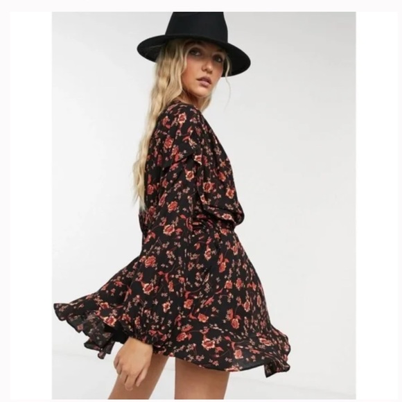 Free People Floral Boho Flower Field Mini Dress size Large - Picture 2 of 16